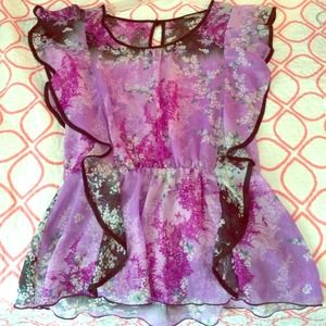 Sheer, purple blouse