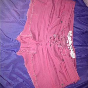 Pink denim shorts