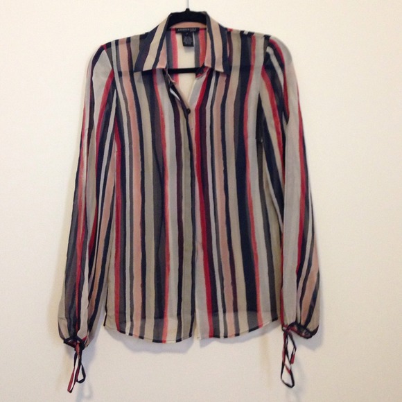 Kenneth Cole Sheer silk striped blouse