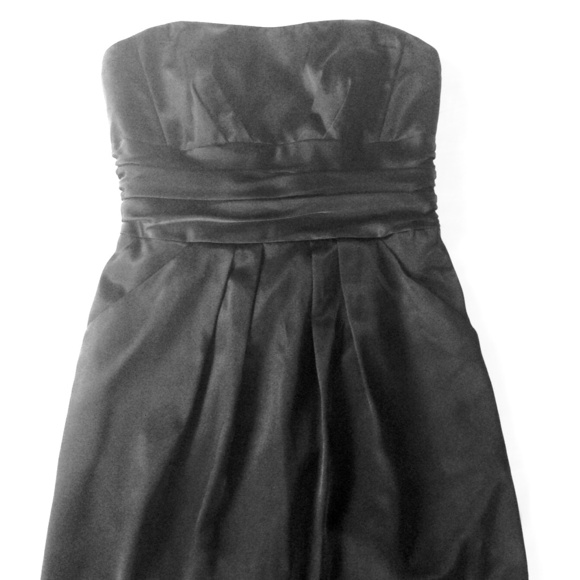 David's Bridal black strapless bridesmaid dress