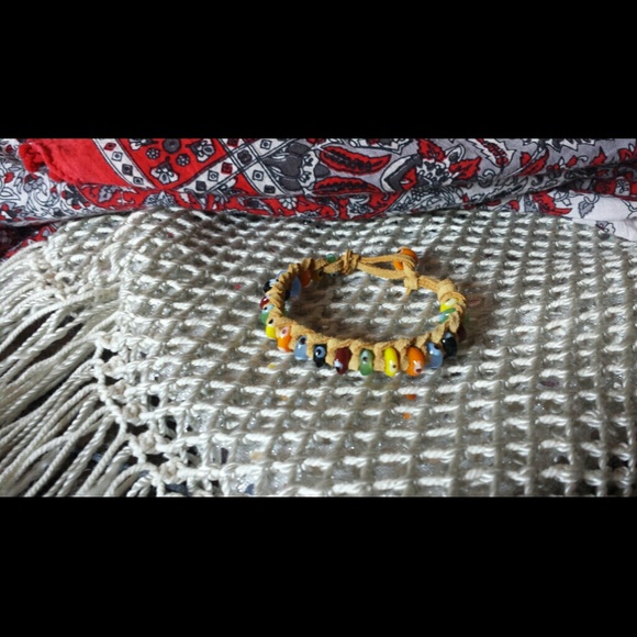 NWOT Boho chic suede and glass bracelet