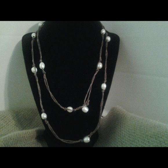 Freshwater Pearl on Knotted Waxed Cord