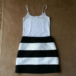 Zara black and white striped skirt