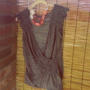 Anthropologie dainty gray top with ruche detail