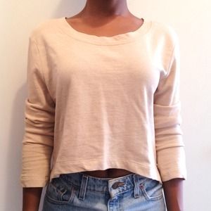 H&M cropped sweatshirt in blush pink