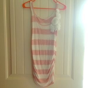 Pink and white striped tank top.