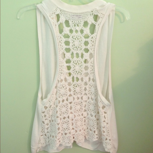 Ivory Crocheted Lace Vest