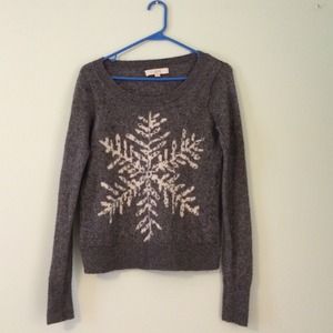 LOFT Cropped Snowflake Sweater