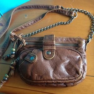 Brown Faux Leather Crossbody