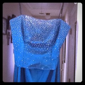 Royal Blue/Turquoise Diamond Prom Dress