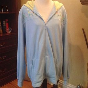 Light weight powder blue sweatshirt type jacket
