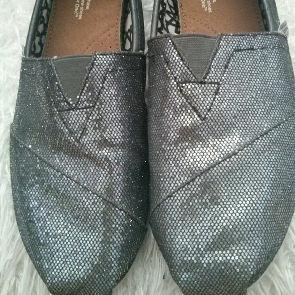 Sparkly Charcoal Toms -Size 9