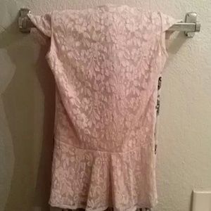 Blush pink lace peplum top