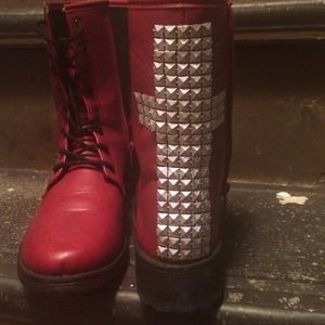 Red Combat Boots