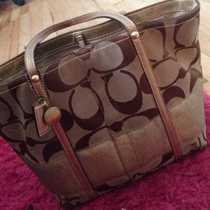 Gold coach handbag