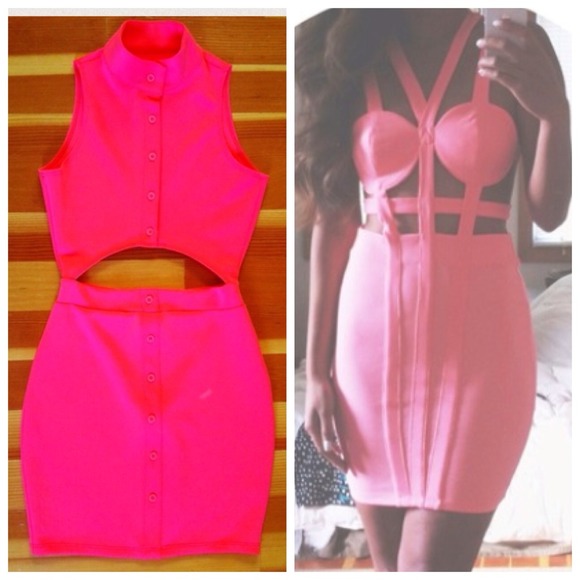 BRIGHT PINK/CAGE NASTY GAL (2) DRESSES