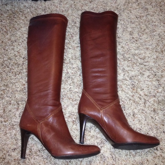Cole Haan, knee high, brown leather boots - Picture 1 of 4