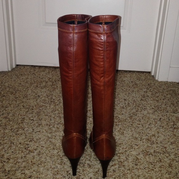 Cole Haan, knee high, brown leather boots - Picture 2 of 4