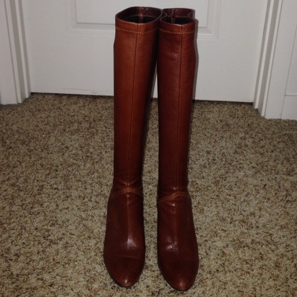 Cole Haan, knee high, brown leather boots - Picture 3 of 4