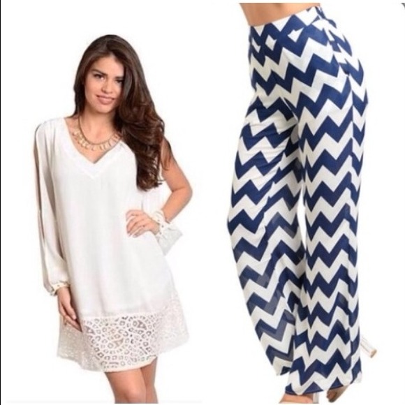 Bundle: White Dress & Chevron Pants