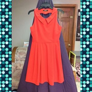 Red Skater Dress with Heart Cut Out