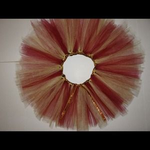 Maroon and gold tutu with gold band