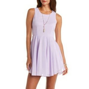 Lavender pleated skater dress