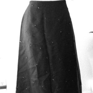 Ann Taylor black silk skirt with beading .