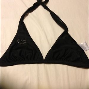 Adorable black bikini top with a sequence heart!