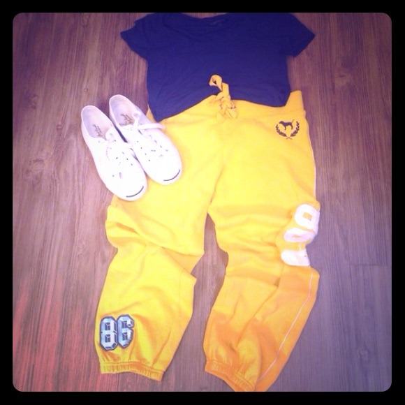 Victoria's Secret Pants - Victoria Secret yellow PINK sweats
