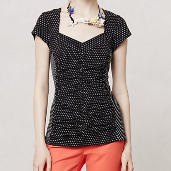 NWT Anthropologie Postmark Ruched Sweetheart Dot