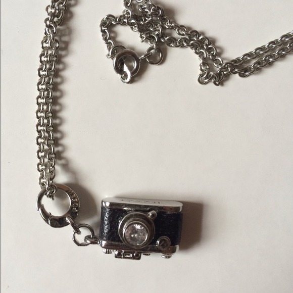 Fossil camera charm and 18 in silver chain