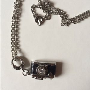 Fossil camera charm and 18 in silver chain