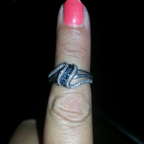 Sterling silver and sapphire blue ring