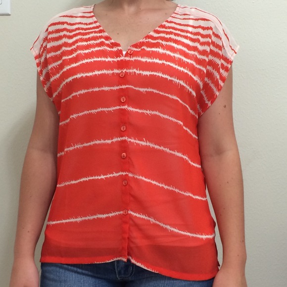 Orange and white stripped blouse - Picture 1 of 2