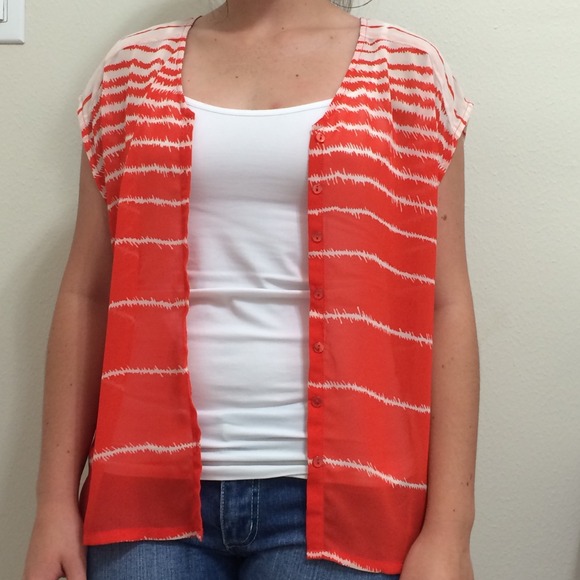 Orange and white stripped blouse - Picture 2 of 2