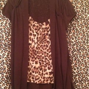 Cheeta Print top w/ Built in Cardigan 🐆