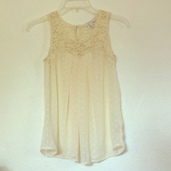 NWOT Off White Chiffon Dot Lace Blouse Tank - XS