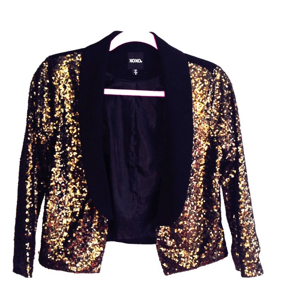XOXO gold sequin blazer