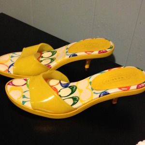 Authentic yellow coach sandals