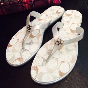 Authentic Coach Silver Trixie Sandals - Size 8