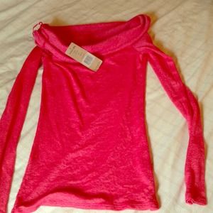 Unique watermelon shine off shoulder top