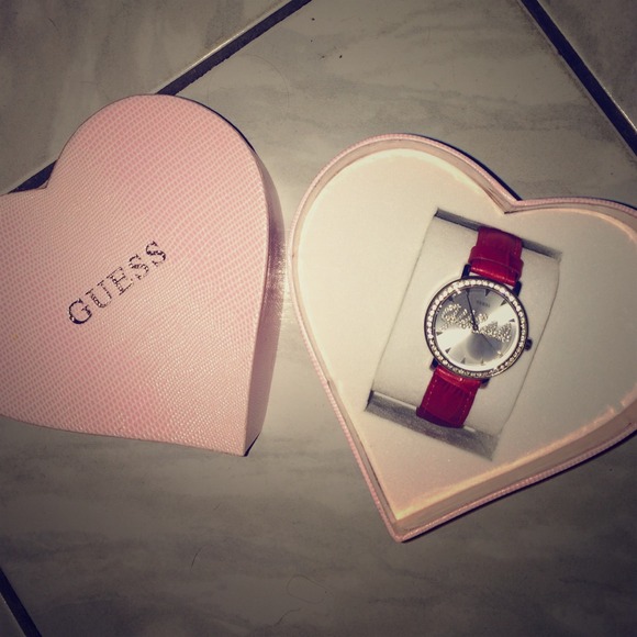Guess Watch Red strap with silver accent face
