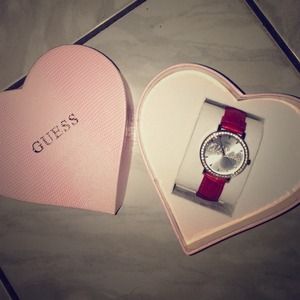Guess Watch Red strap with silver accent face