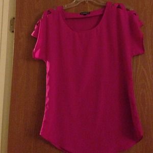 Express pink shirt with cut out sleeves