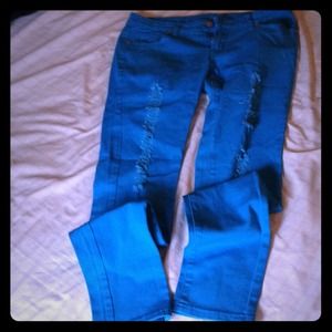 Turquoise jeans
