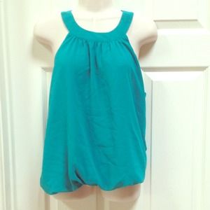 Teal chicfon-like tank with button back