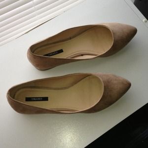 Forever 21 light faux suede pointed flats
