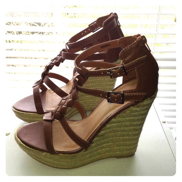 Charlotte Russe brown and woven wedges