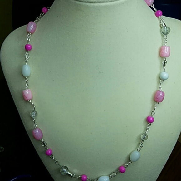Pink and white necklace